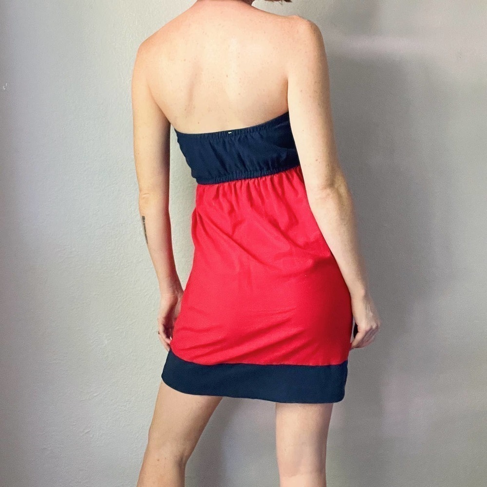 Vintage 1999 Texas Rangers Embroidered Strapless Mini Dress - Picture 3 of 5